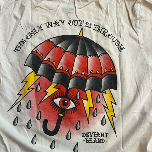 Deviant Shirt Mens Small Retro The Only Way Out is Through Umbrella - Picture 2 of 7